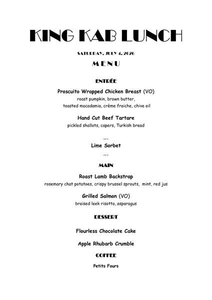 KING KAB LUNCH